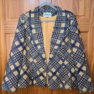 Vintage made in USA Rona Blazor Navy Blue and Gold!
